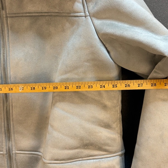 Calvin‎ Klein Rolled Cuff Faux Suede Sherling Jacket Women's Large Gray Thick - Picture 4 of 10